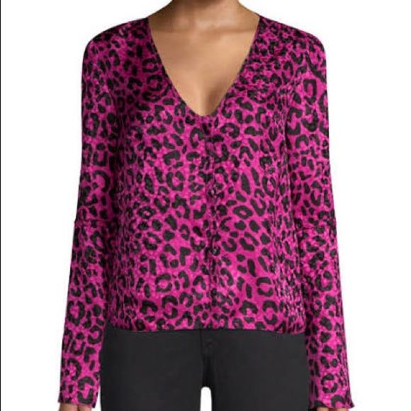 Milly Leopard Print Silk Blouse - Picture 2 of 5